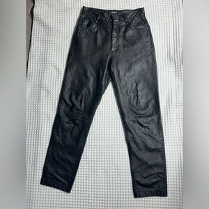 Womens Black Authentic Leather Maxima Pants